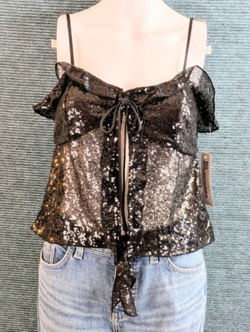 Sequin Ruffle Tie-Front Cami - Picture 6 of 16